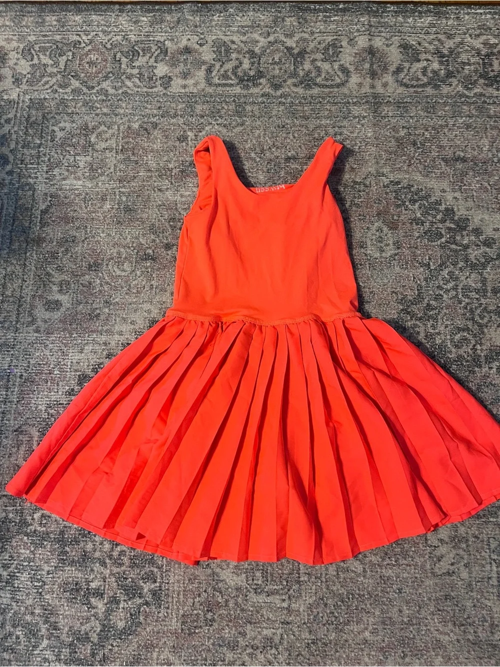 Girls 7 Btween Bright Orange Romper Skater Dress